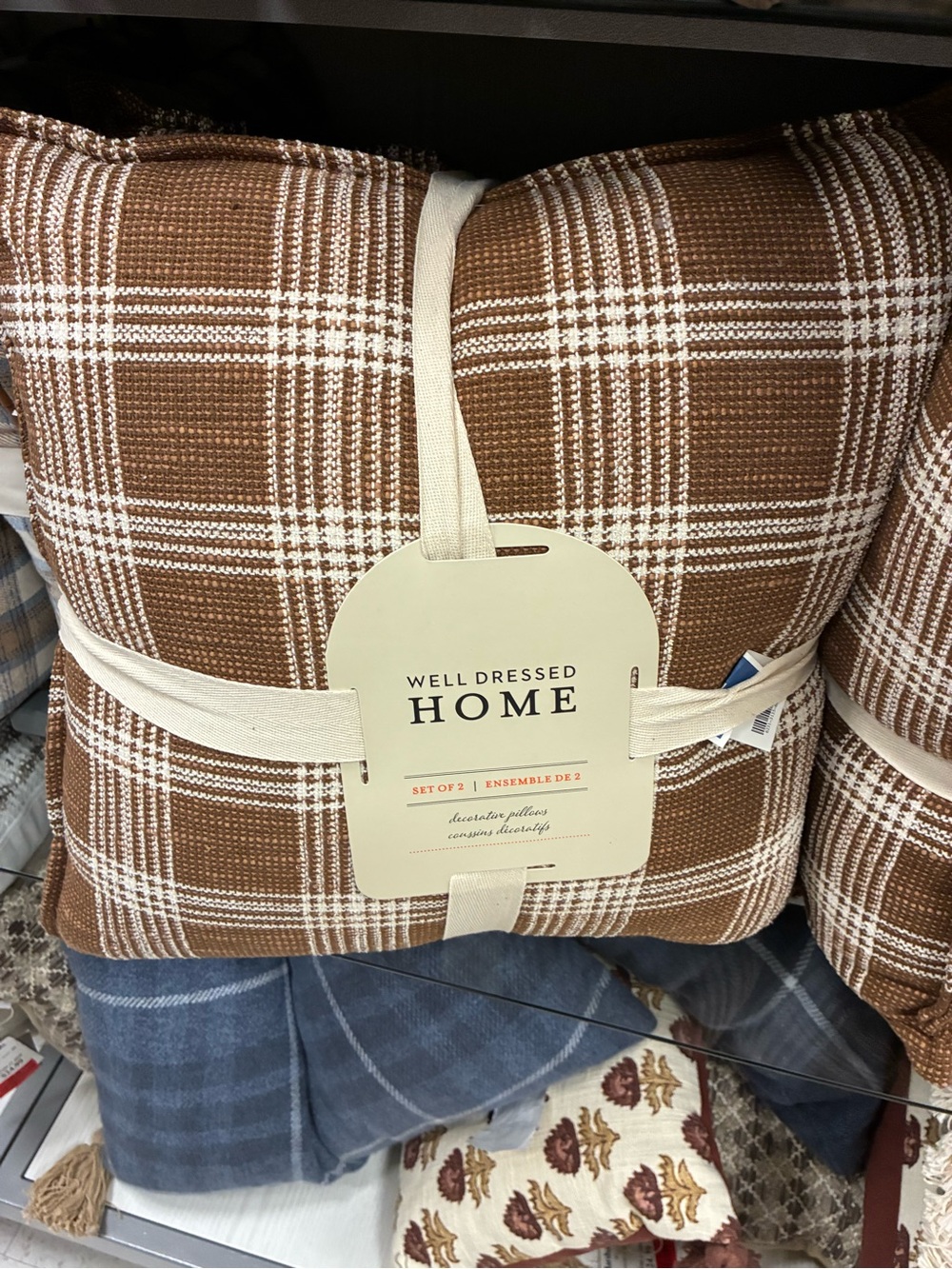 Brown Plaid Decorative Pillow - Set of 2